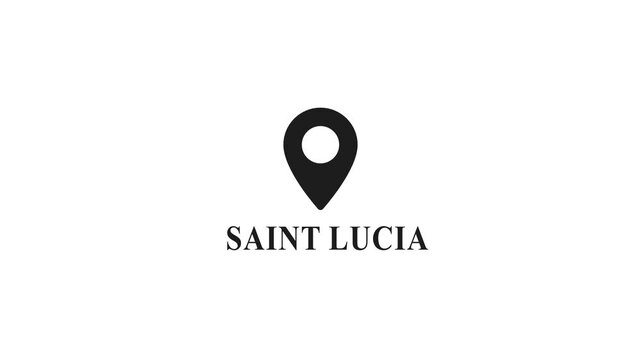 Saint lucia location pin animation, minimalist caribbean travel destination for maps and tourism marketing