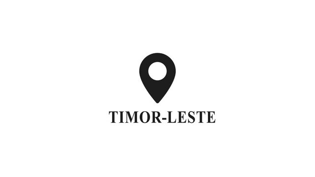 Timor-leste location pin animation on white background, for travel and, mapping projects east, timor