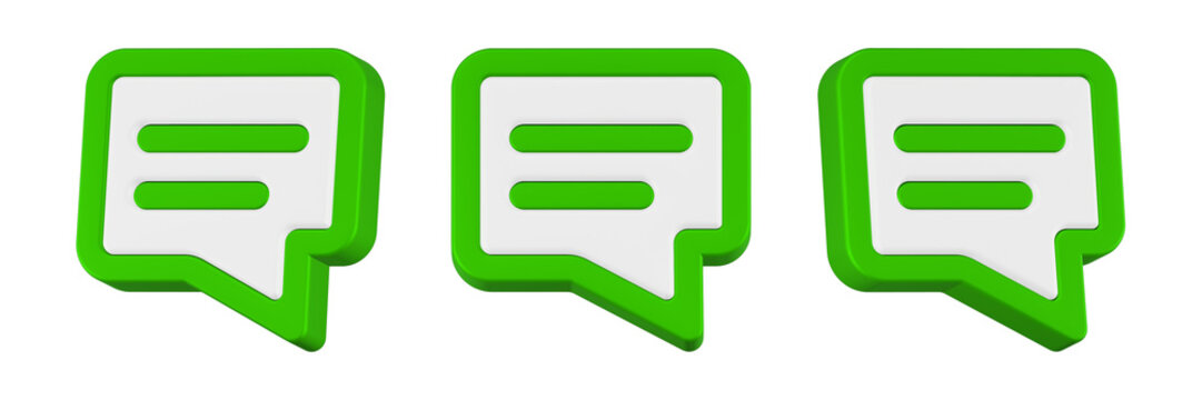 chat icon 3d render green color