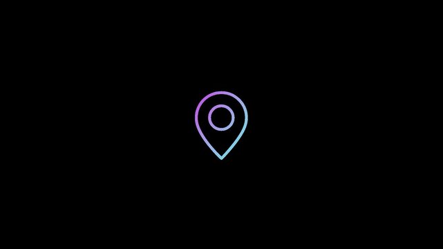 Modern Neon Gradient Location Pin Mark Animated Icon for Map Navigation and Travel UI - Minimalist Tech