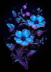 Obraz premium Neon nature pattern inflorescence accessories.