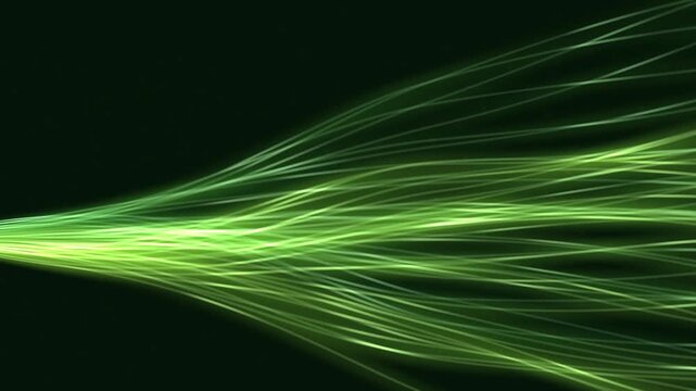 Vibrant lines and particles swirl dynamically against a dark abstract background