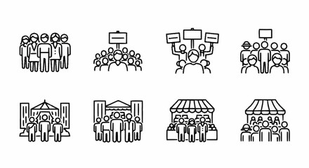 Fototapeta premium Collection of Protest and Demonstration Icons.
