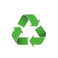 Fototapeta premium A green recycling symbol on a white background
