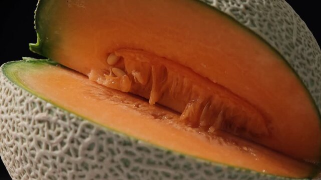 Close-up of a ripe, orange melon.	