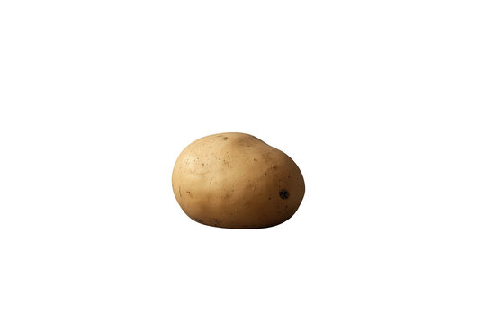 Raw patato with brown skin on transparent background, fresh vegetable and starch food for cooking