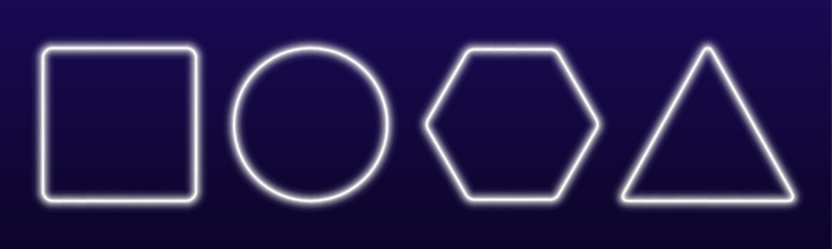 Multicolor glowing frames set triangle square hexagon circle with smooth lines and vibrant gradient png