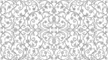 Obraz premium Intricate floral pattern design featuring swirling vines and delicate blossoms on a light background
