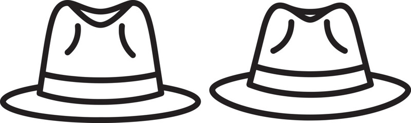Obraz premium Silhouette icon of two fedora hats with ribbon