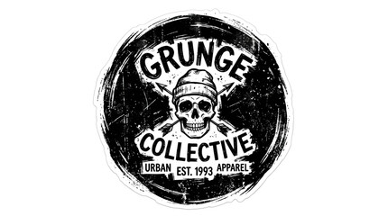 Grunge Collective Urban Apparel Logo Featuring Skull and Crossed Axes in Distressed Style