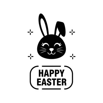 Happy Easter greeting with cute bunny face
