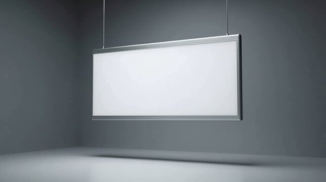 Panel de luz LED para creadores de videos flotando en el aire, fondo de estudio minimalista