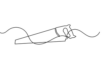 Obraz premium Metal saw continuous one line drawing minimalist style isolated outline vector illustration