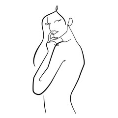 Elegant Female Silhouette Abstract Line Art Style. Woman Figure Minimalist Linear Style. Female Silhouette Minimalist Fashion Vector Illustration.