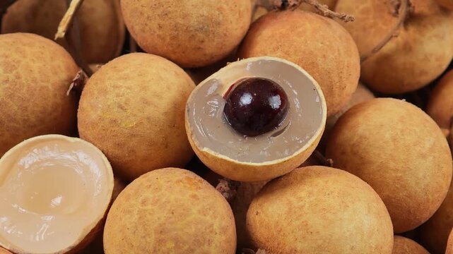 Close-up of a ripe longan fruit	