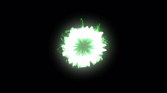 Green energy particle smoke fire flame shockwave. Magic-style digital shockwave, explosive shockwave effect, explosion effect on transparent background. Glowing shockwave particles. Overlay template.