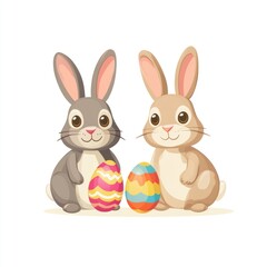 Obraz premium Easter rabbit rabbits eggs illustration.