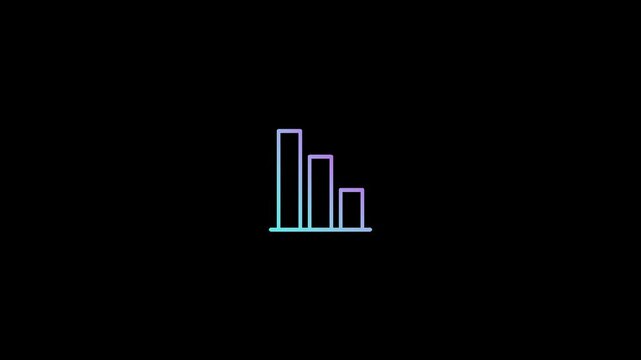 Modern Neon Gradient Bar Chart Animated Icon for Business Data Analytics and Growth UI, Technology Theme