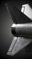 Close-up of metallic fins and cylindrical body of advanced missile system