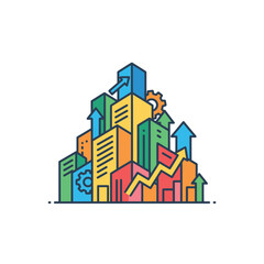 Colorful Abstract Buildings Representing Business Growth and Success.