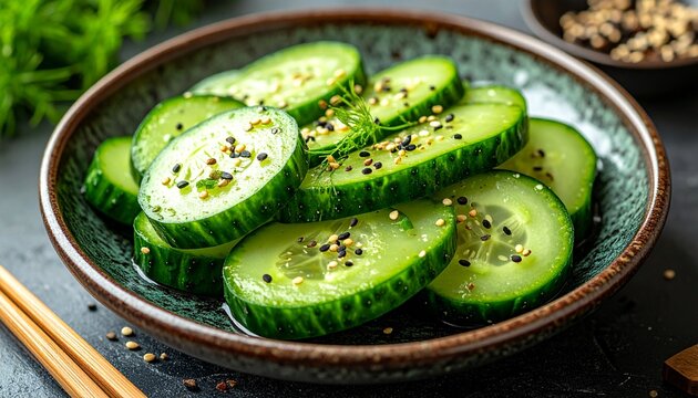 Japanese cucumber pickles (Tsukemono)