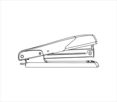 Line drawing of classic manual desk stapler in open position