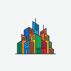 Colorful Abstract Cityscape Buildings Modern Architecture Design.