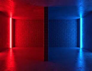 Brandmauer trennt roten und blauen Bereich – symbolische politische Abgrenzung