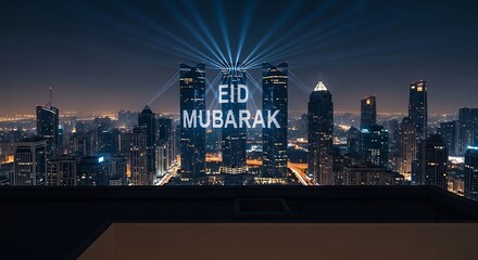 Eid Mubarak Cityscape Night Sky Projection Lights