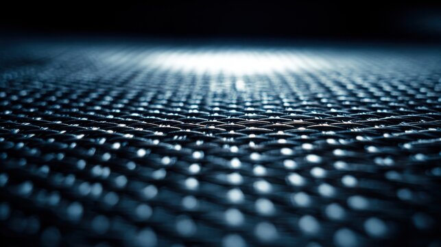 close up detailed weave of carbon fiber material, high contrast lighting emphasizing pattern and depth, cinematic macro photography style, minimal