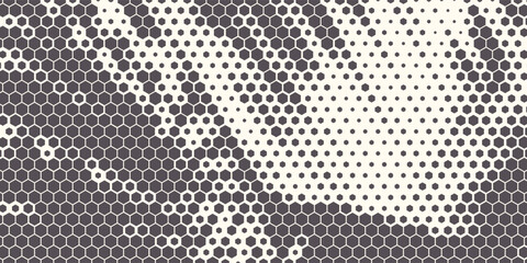 Hexagon Shapes Vector Abstract Geometric Technology Oscillation Wave Isolated on Light Background. Halftone Hex Retro Simple Pattern. Minimal 80s Style Dynamic Tech Wallpaper