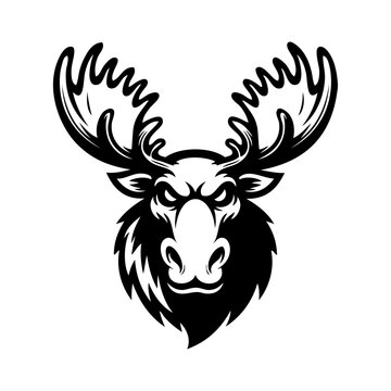 Dibujo sencillo con l&iacute;neas de la cabeza de un alce enojado