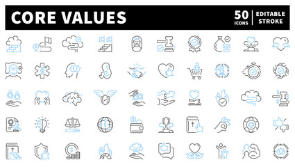 Core values editable line icons set. mission and beliefs graphic symbols © Jocelyn_Flores