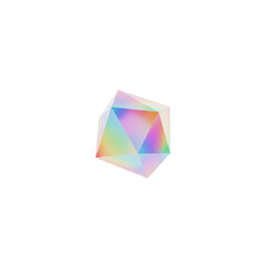 Naklejka premium Iridescent Geometric Icosahedron with Rainbow Colors