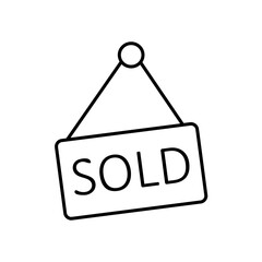 Continuous Line Art Hanging Sold Sign Icon for Real Estate and Retail Business
Tags: