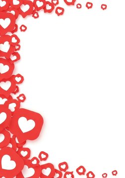 Social Media Hearts Frame, Like Button Background, Valentine's Day Concept