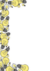 Fototapeta premium Light Bulbs Border, Idea Concept, Innovation, Creativity, Inspiration, Isolated on White