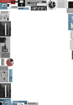 Abstract Tech Border Frame, Geometric Elements on White