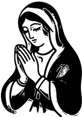 Virgin Mary Silhouette Black and White Vector SVG Premium Designs for Print, Tattoos, Stickers, T-Shirts, and Decals