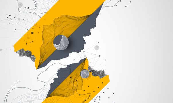 Trendy abstract wireframe background. Mountain art elements. Surface illustration. Vector.