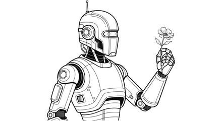 Obraz premium Robot Holding a Flower