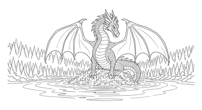 Majestic Dragon in Lush Forest