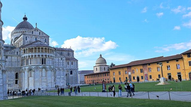 Pisa. Italy,Piazza dei Miracoli, listed among the UNESCO World Heritage Sites since 1987, is where you can admire the four monuments that form the centre of the city's religious life, called miracles 