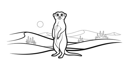 Meerkat Standing in Desert Landscape