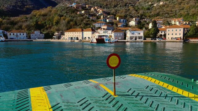 Car ferry arriving at Kamenari, Lepetane-Kamenari crossing, Montenegro
