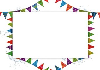Fototapeta premium Colorful Party Bunting Frame with Blank Rectangle Space for Text or Image