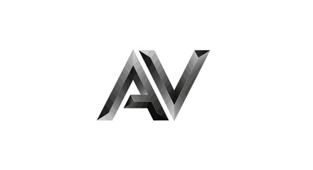 AV Letter Logo Design with Modern Creative Typography and Black and White Gradient.