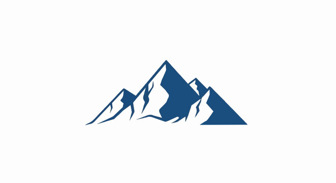 Stylized blue mountain range against a stark white background