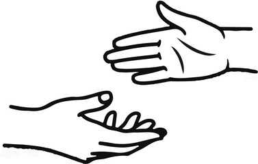 Obraz premium Two open hands reaching towards each other, one above the other