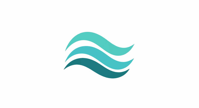 Three flowing waves of teal, turquoise, and deep blue